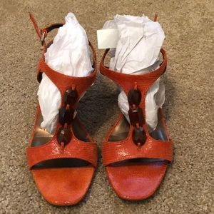 AK Anne Klein Faux Snake Skin Wedge Sandals